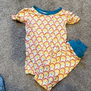 Little Sleepies Rainbow Pajamas with Teal Trim